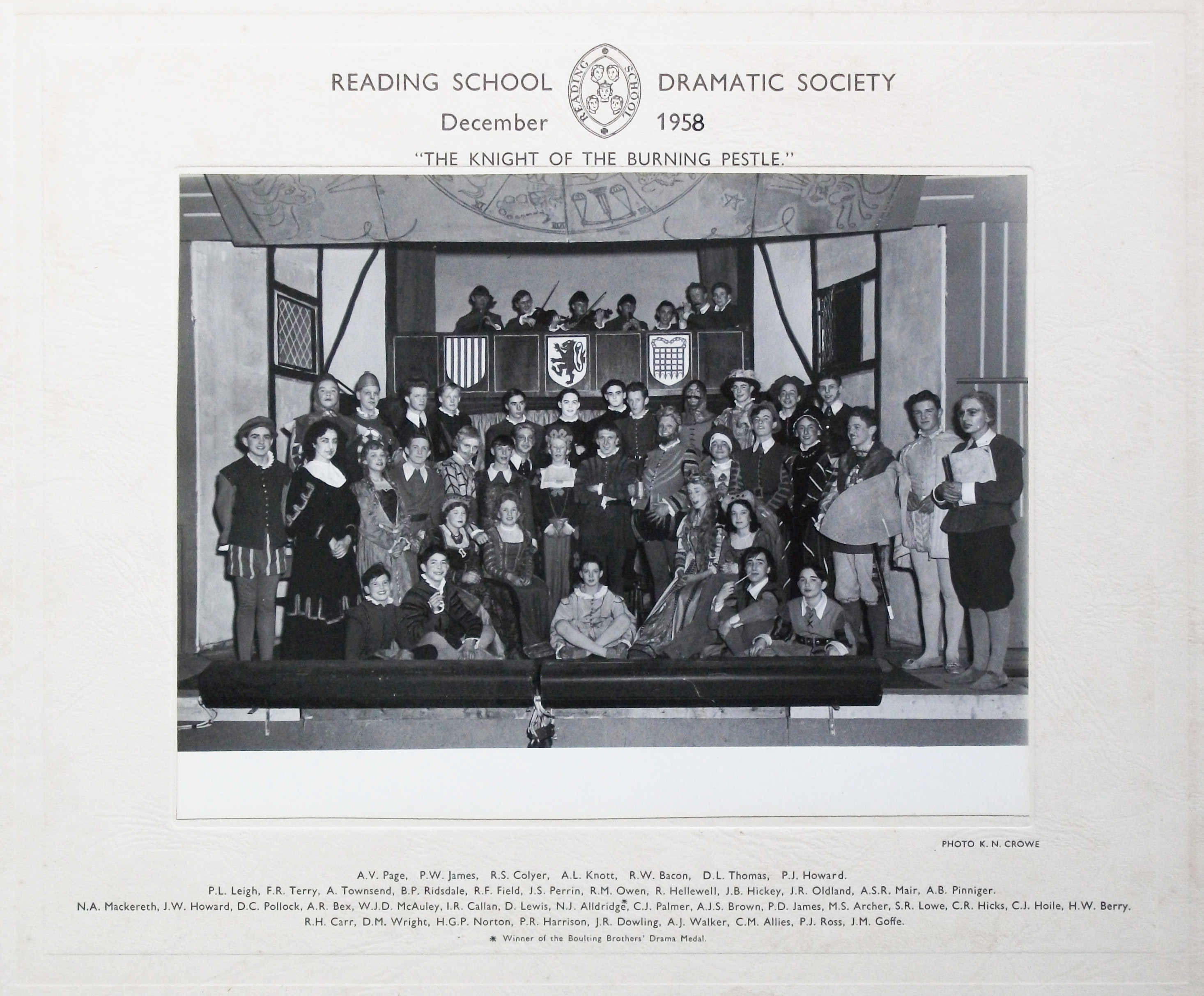 Dramatic Society production of The Knight of the Burning Pestle, December 1958